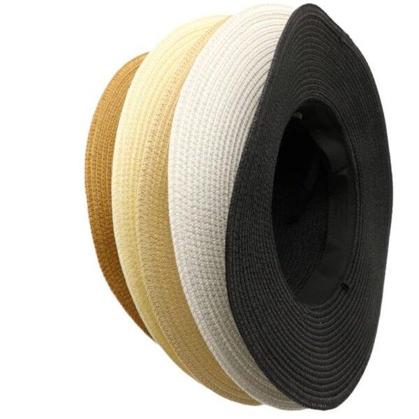 Unisex Straw Trilby Fedora Hat for Summer Beach Wear