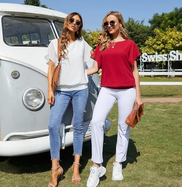 Yommay Summer Chiffon Blouses for Women - Short Sleeve