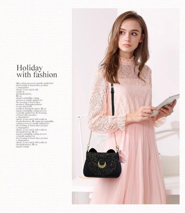 Luna Sailor Moon PU Leather Crossbody Bag - Black