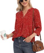 BEIGAI Womens 3/4 Sleeve Chiffon Blouse
