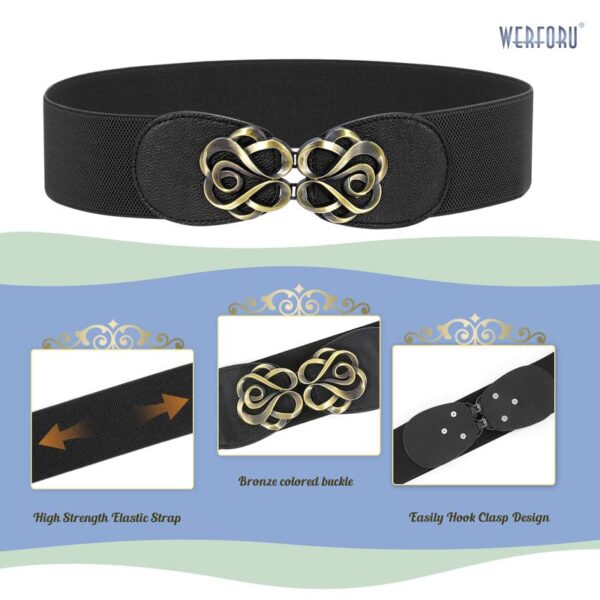 WERFORU 2 Pack Women Elastic Vintage Stretch Waist Belts