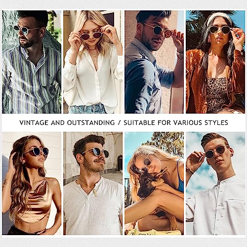 SUNGAIT Vintage Polarized Round Metal Sunglasses