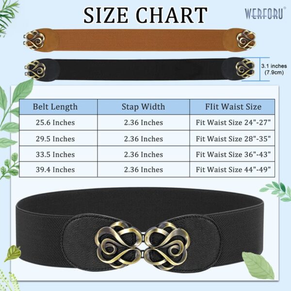 WERFORU 2 Pack Women Elastic Vintage Stretch Waist Belts