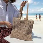 Women's Straw Shoulder Bag, Medium & Large, Leather Handles