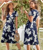 OUGES Women's Summer Midi Dress with Pockets