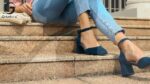 Greatonu Women's Block Heels Square Toe Ankle Strap Shoes