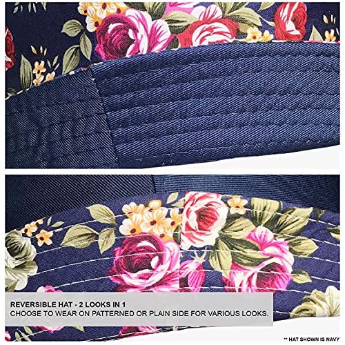TOSKATOK UPF 50+ Reversible Floral Cotton Sun Hat