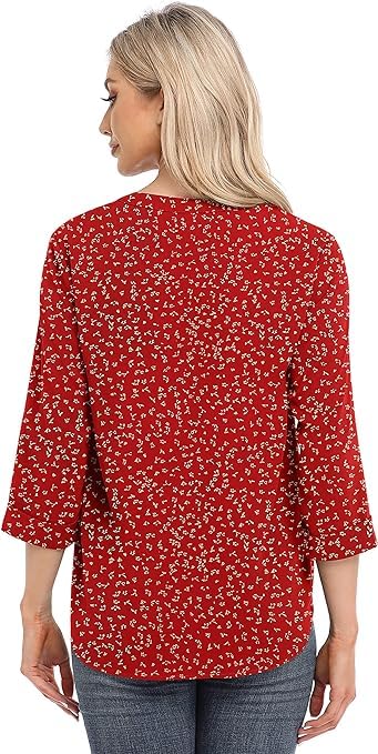 BEIGAI Womens 3/4 Sleeve Chiffon Blouse