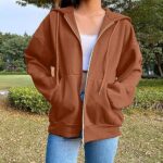 Women's Lightweight Zip-Up Hoodie with Pockets, Long Sleeve