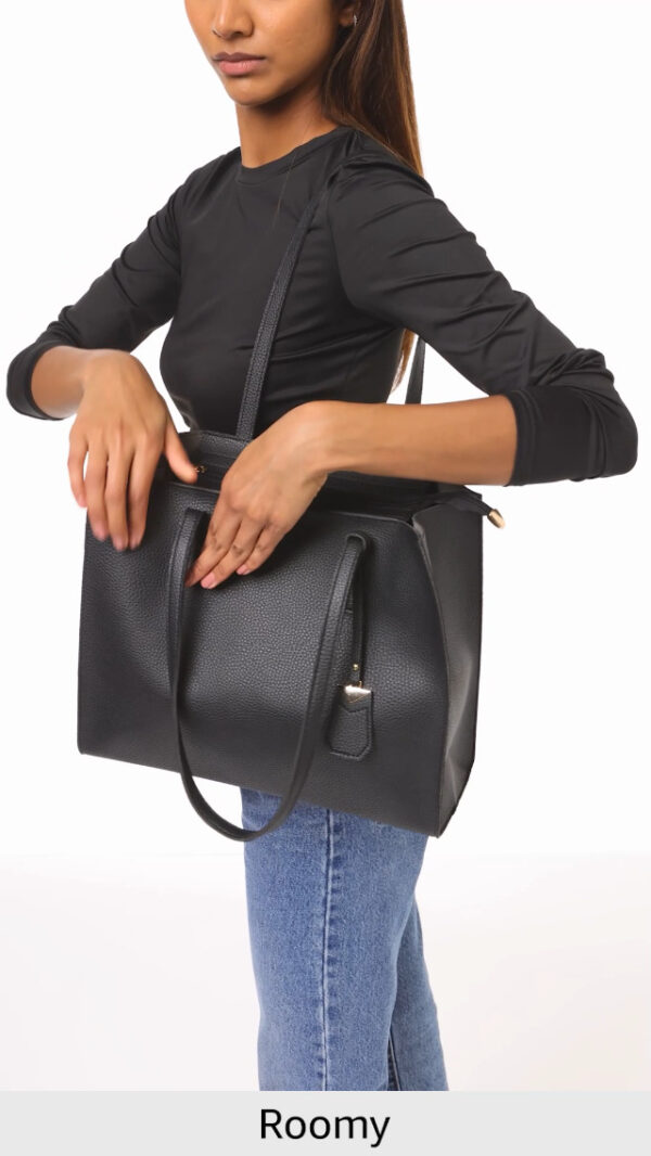 MORGLOVE Women's Large Soft Leather Tote Bag (A-Black)
