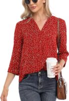 BEIGAI Womens 3/4 Sleeve Chiffon Blouse