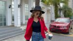 PrinStory Womens 3/4 Sleeve Open Front Blazer Jacket