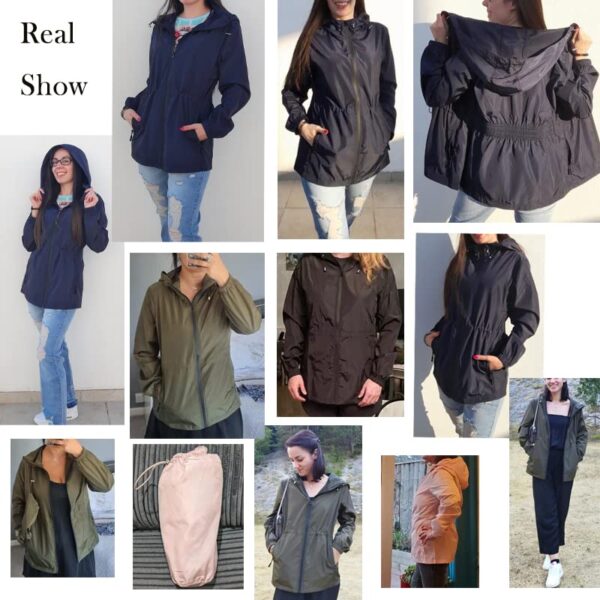 Rapbin Women's Waterproof Packable Hooded Raincoat