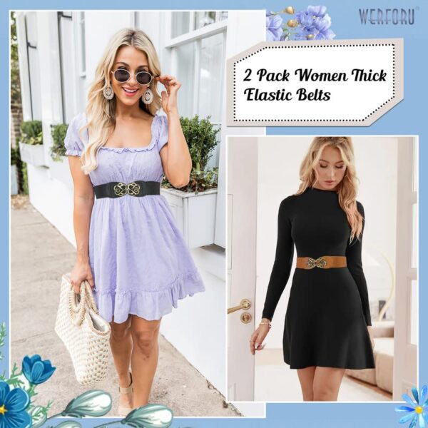 WERFORU 2 Pack Women Elastic Vintage Stretch Waist Belts
