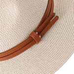 Nemeaii Panama Straw Hat UV Protection Fedora Beige
