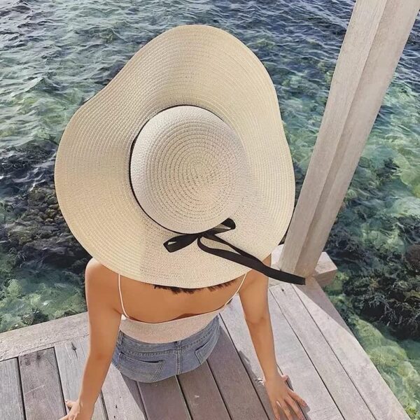 ZARCHE Women's Straw Sun Hat, Foldable, Wide Brim, UPF50