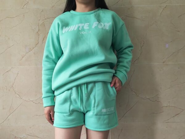 JSijepa Womens Oversized Sweatsuits White-Fox Print Set