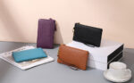 SENDEFN RFID Blocking Leather Wristlet Bag for Women