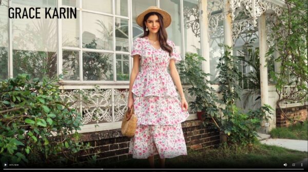 GRACE KARIN Women Floral A-Line Swing Party Dress