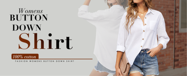 HOTOUCH Women Cotton Long Sleeve V-Neck Blouse S-XXL