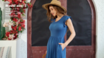 AUSELILY Women Maxi Dress with Pockets and Ruffle Sleeves