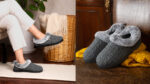 HomeTop Women's Cable Knit Slippers with Fuzzy Collar