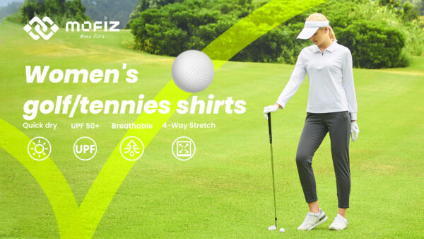 MoFiz Women's Long Sleeve Polo Shirt with 1/4 Zipper
