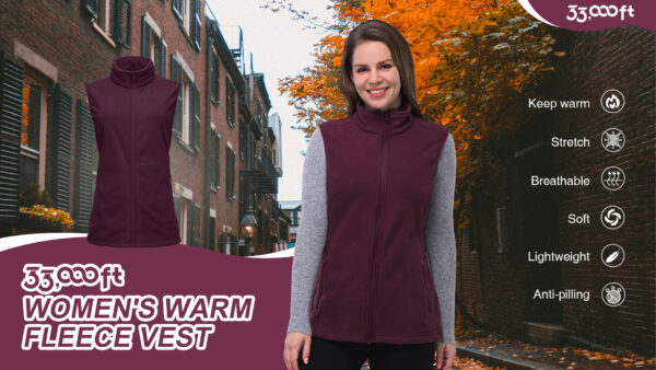 33,000ft Women's Lightweight Fleece Vest with Pockets