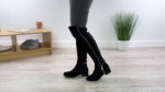 AJVANI Women's low block heel knee-high boots, faux snake