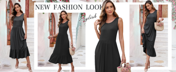 AUSELILY Women's Sleeveless Maxi Dress with Pockets