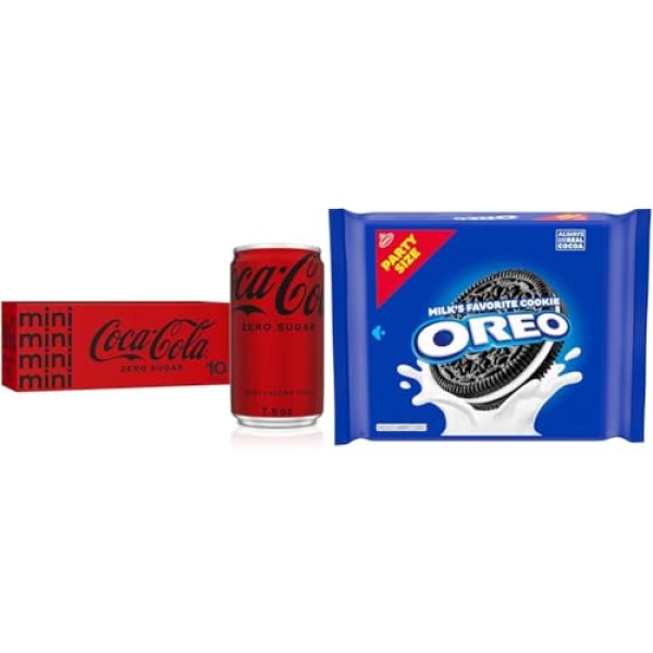 Coke Zero Sugar Mini Soda 222ml 10 Pack & OREO Party Size Bundle
