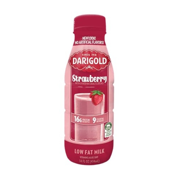 Darigold Strawberry Low Fat Milk, 1% - 414 ml, 12 pack