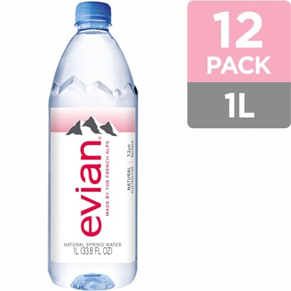 evian Natural Spring Water, 1L Bottles (pack of 12)