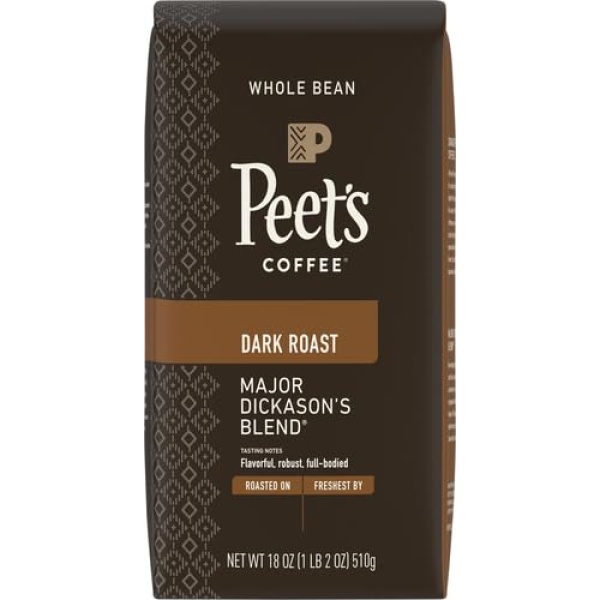 Peet's Dark Roast Whole Bean Coffee - Major Dickason's 510g
