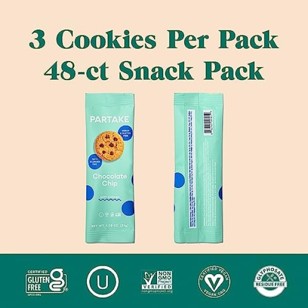 Partake Soft Baked Vegan Chocolate Chip Cookies - 48 Ct