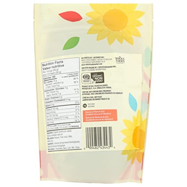 365 Organic Roasted Unsalted Sunflower Kernels, 340g