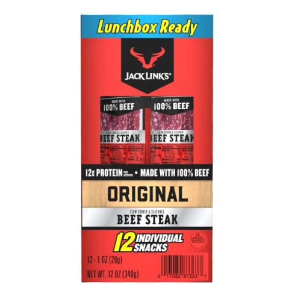 Jack Links Beef Steak Strips, Original, 28g (Pack of 12)