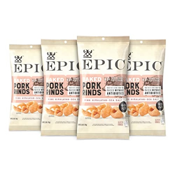 EPIC Pink Himalayan Salt Pork Rinds, 4Ct Box (70g bags)