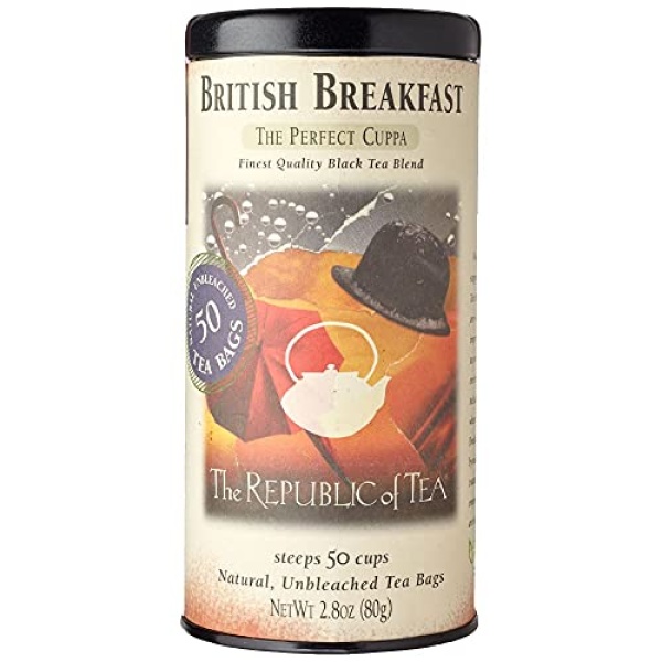 The Republic of Tea British Breakfast Tea 80g Tin, 50 Bags