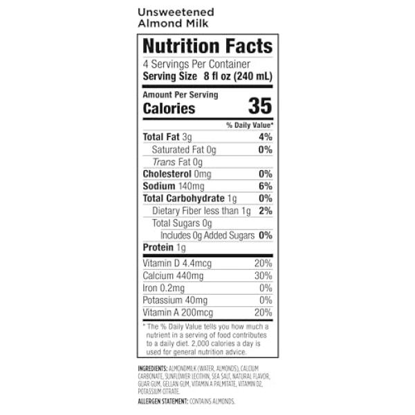Califia Farms Unsweetened Almond Milk, 946ml (Pack of 6)