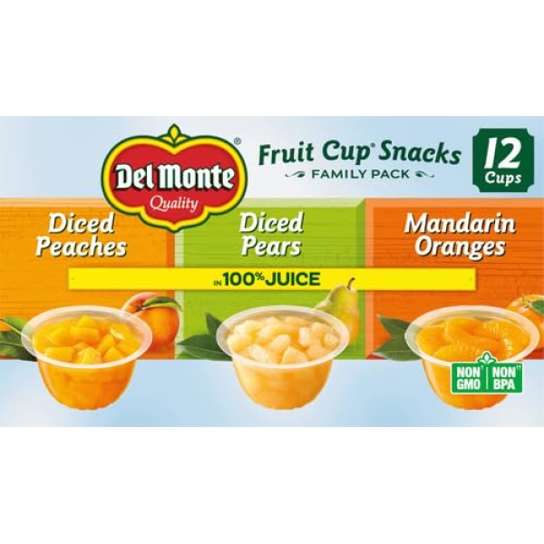 Del Monte Fruit Cup Snacks in Juice, 113g, 12 Ct