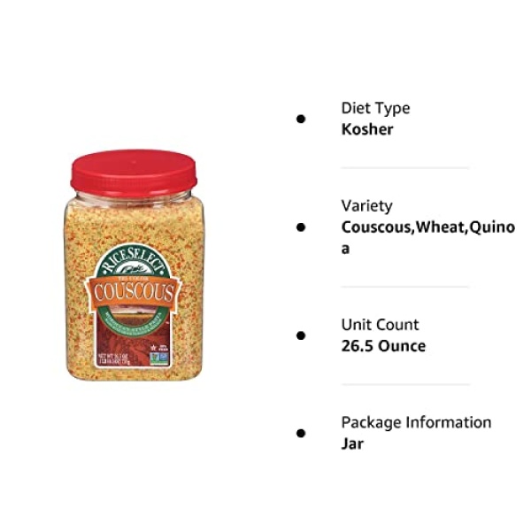 RiceSelect Tri-Color Couscous, Moroccan-Style, 750g Jar