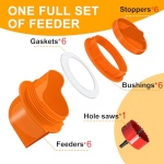 DIY No Waste Chicken Feeder Kit, 6 Ports, Orange