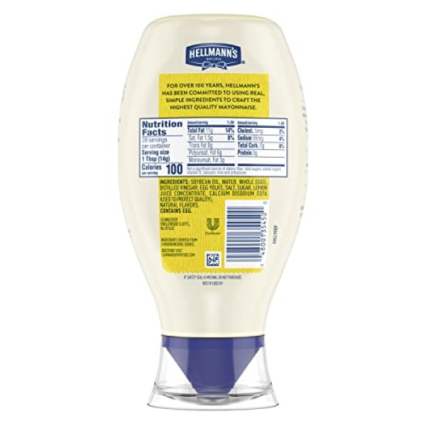 Hellmann's Real Mayonnaise, 567g Squeeze Bottle, Pack of 6