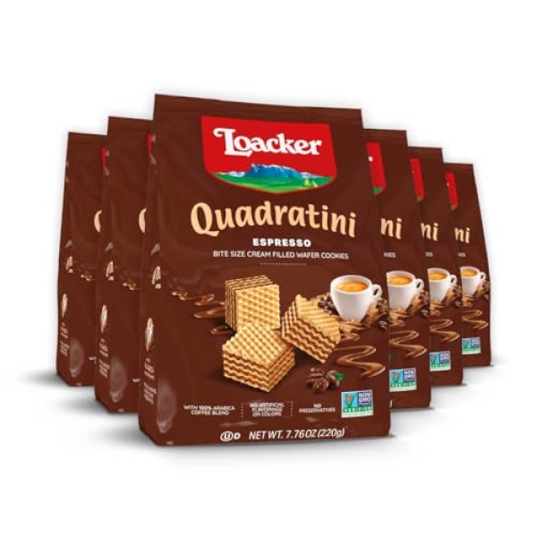 Loacker Quadratini Espresso Wafer Cookies - 6 Pack