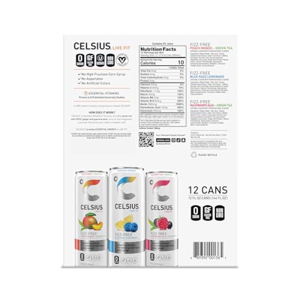 CELSIUS Fizz Free Variety Pack, Energy Drink 355ml (12)