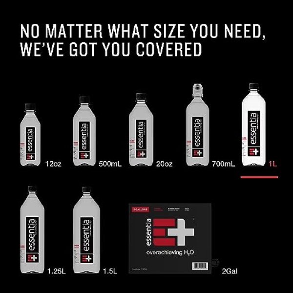 Essentia Water, pH 9.5+, Electrolytes, 1.25 L, 12 Pack
