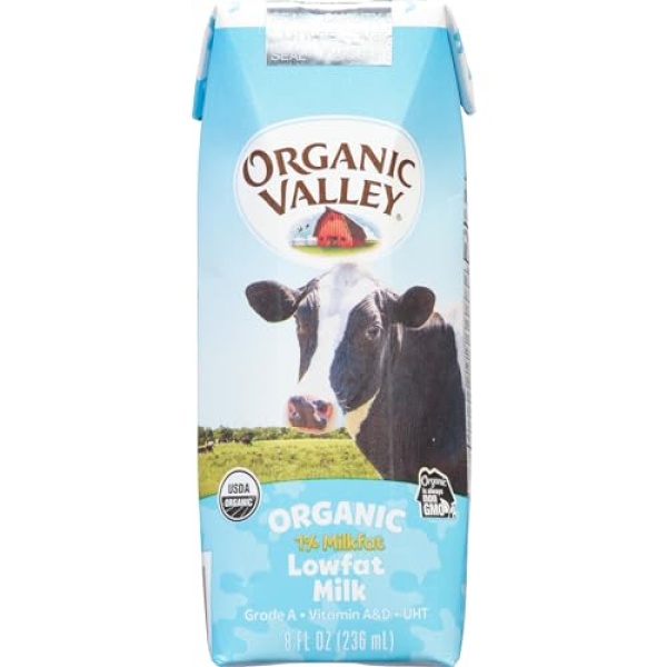 Organic Valley 1% Milk Boxes, 237ml (Pack of 24)