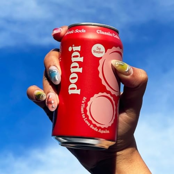 POPPI Sparkling Prebiotic Soda, Classic Cola, 355ml (12 Pack)