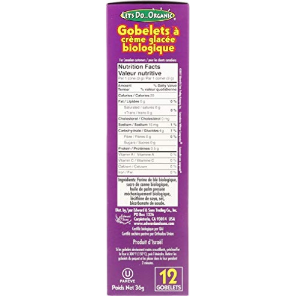 LETS DO Organic Ice Cream Cones 12 Count, 34g
